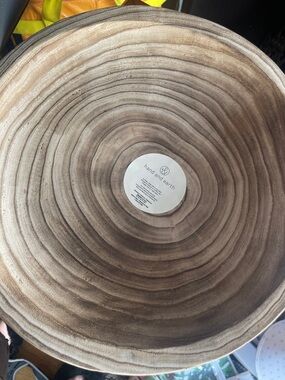 Hand and Earth Decorative Wood-Grain Bowl - Taupe Brown